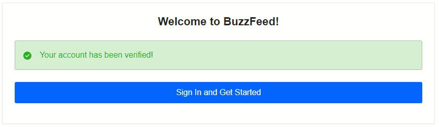 BuzzFeed email verification message