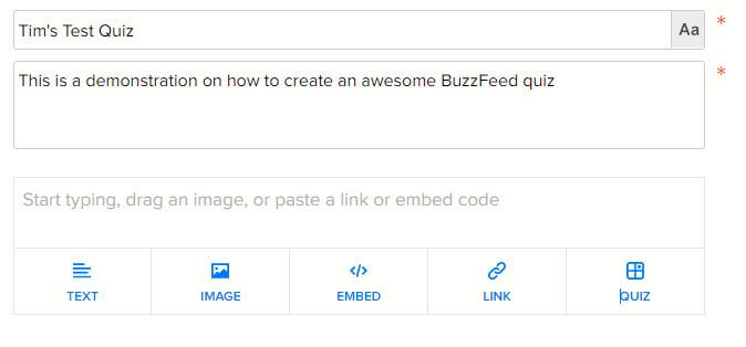 BuzzFeed post title and description fields