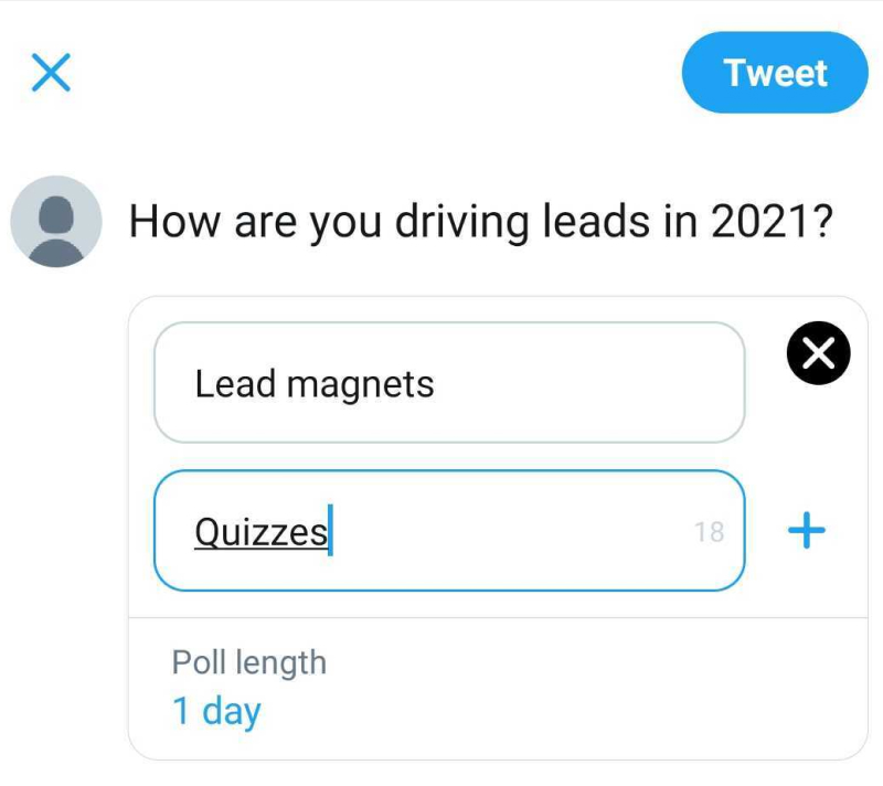 screenshot of a twitter poll with one question and two answers